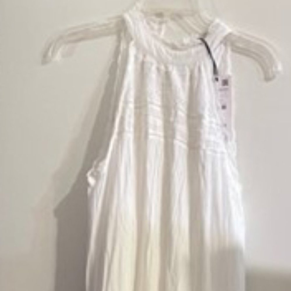 Zara White Tiered Eyelet Midi Dress with Black Harness Detail - Picture 7 of 8